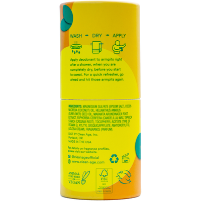 "Clean Age Citrus Natural Deodorant – Aluminum-Free, Baking Soda-Free, 2 oz. tube"
