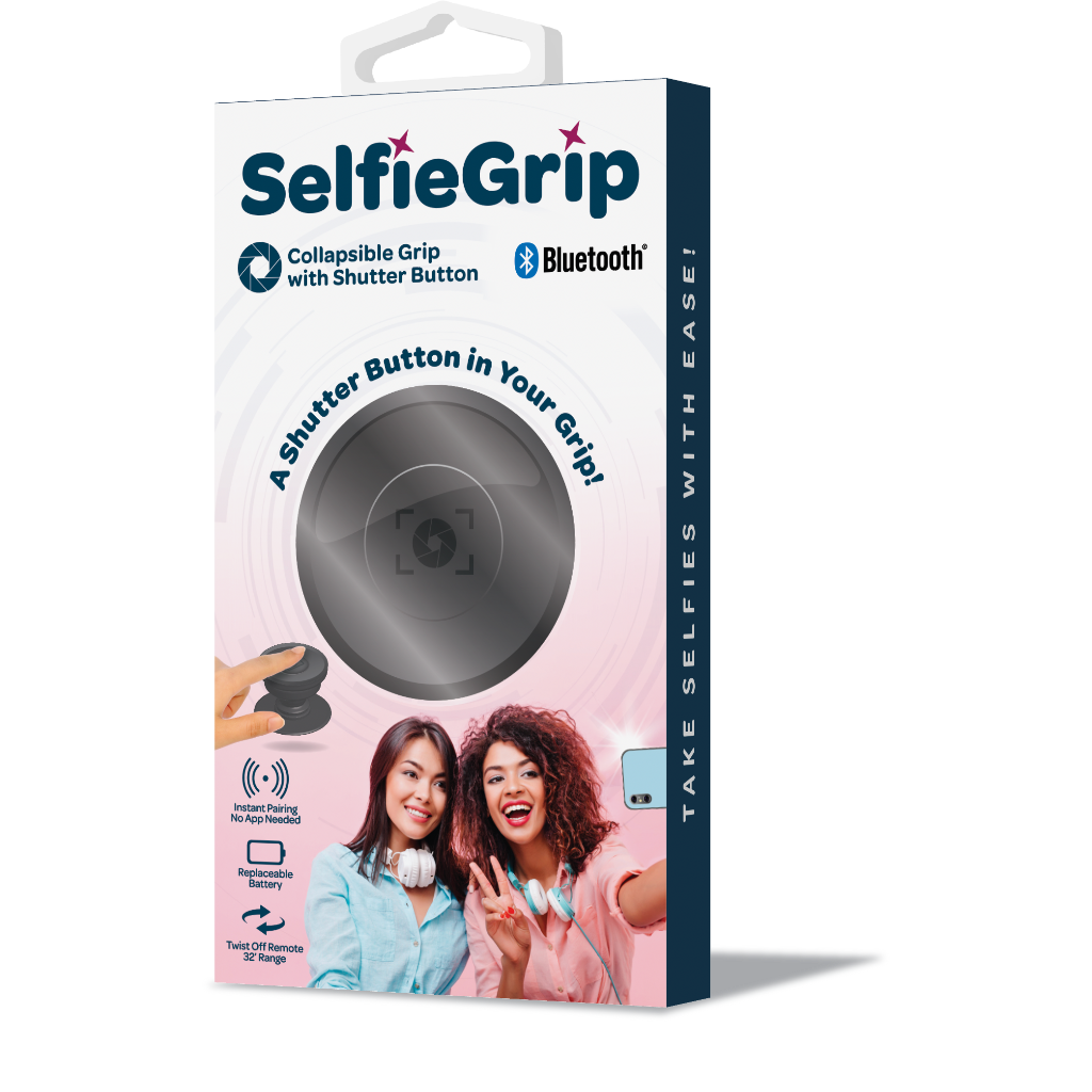 &quot;Oncore Innovations Black Collapsible Selfie Grip with Shutter Button for Phones&quot;
