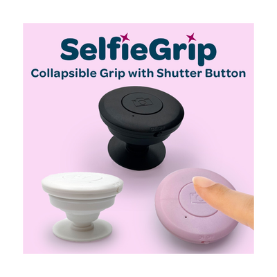 "Oncore Innovations Black Collapsible Selfie Grip with Shutter Button for Phones"
