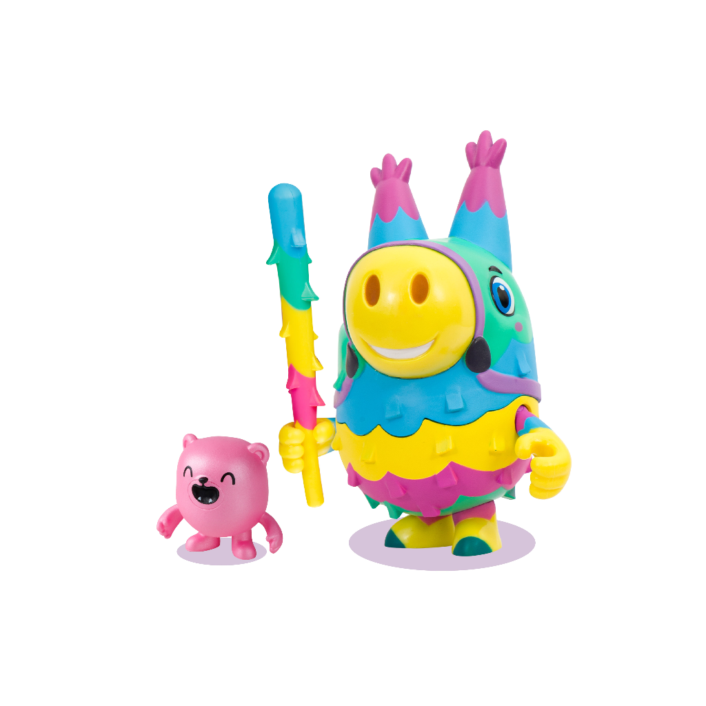 Piñata Smashlings Piñata Box Donkey Character  Exclusive 5.5-inch figure with colorful design, hidden Bubblegum Smashling figure, piñata stick accessory, and redeemable in-game code. Suitable for kids aged 3 and up.