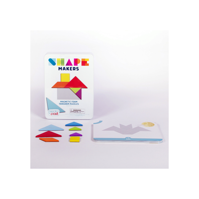 Chuckle &amp; Roar Shape Makers Magnetic Foam Tangrams Game for Kids Ages 6+, Multicolor Educational Puzzle Set with 48 Challenges, Compact Tin for Storage, by Buffalo Games.