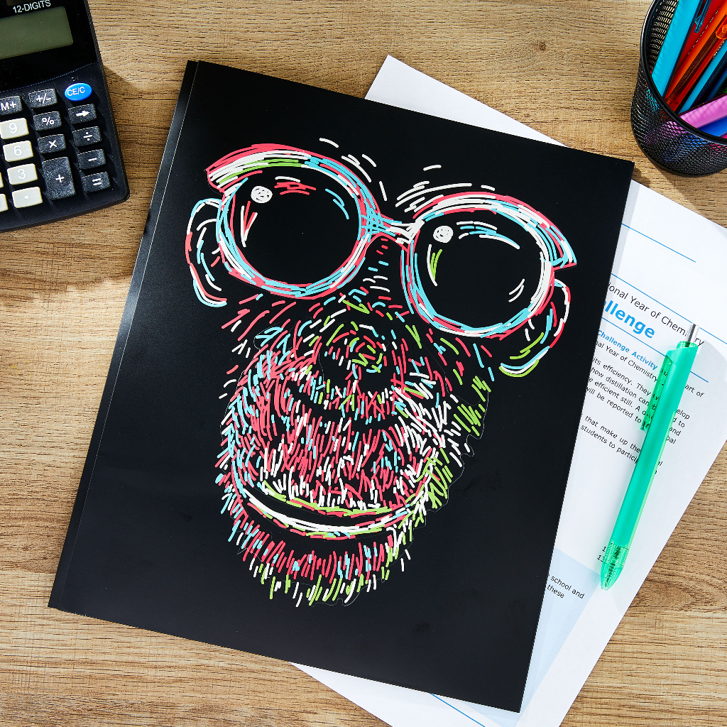 &quot;Pen+Gear Black Prong Fashion Paper Folder with Gorilla Design, Letter Size&quot;
