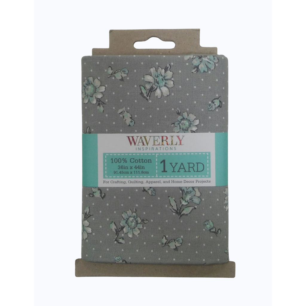 &quot;Waverly Inspirations 44x1 Yard Cotton Precut Floral Sewing Fabric in Green and Gray&quot;
