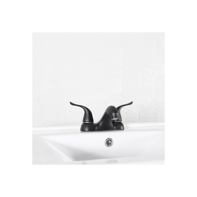 "Mainstays Matte Black Dual Handle Bathroom Sink Faucet with Push Pop-up"
