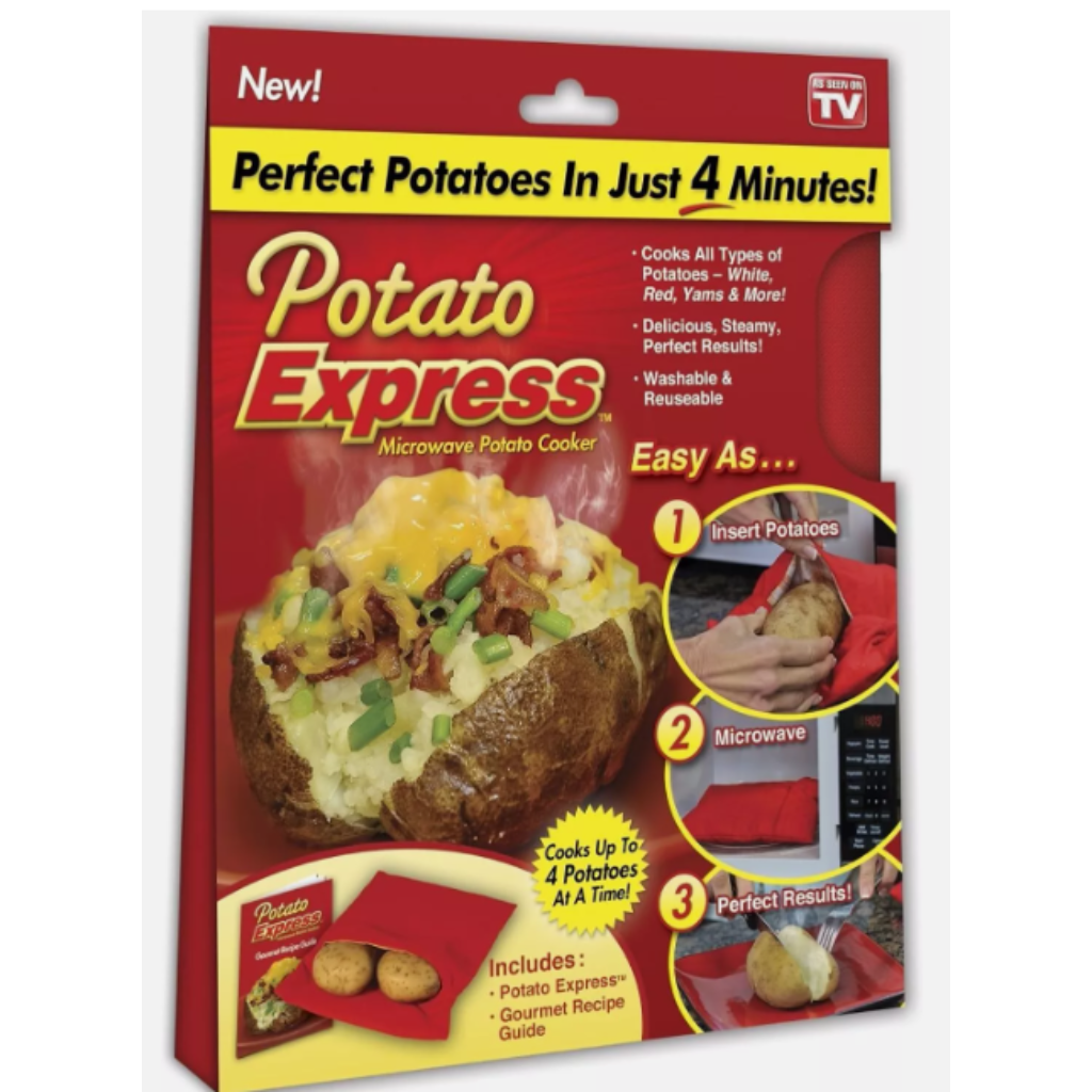Potato Express Microwave Potato Cooker Bag, Red, As Seen on TV
