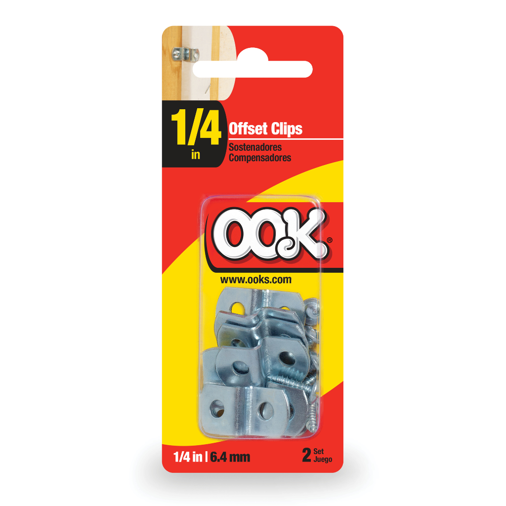 OOK Steel Household Mirror Clip Offset (1/4&quot;) – 2 Sets