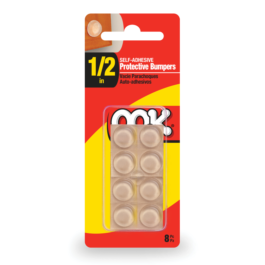 OOK 1/2&quot; Self-Adhesive Protective Bumpers – Clear, 8 Pieces