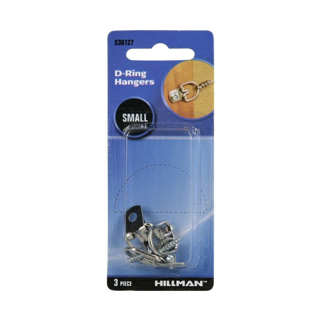 Hillman 536127 Small D-Ring Hangers – Zinc Finish, 3 Pack for Wood