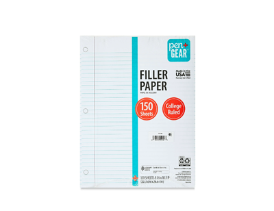 Pen+Gear College Ruled Filler Paper, 150 Sheets