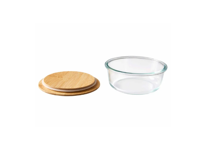BHG 4 Cup Glass Food Storage Container with Bamboo Lid.