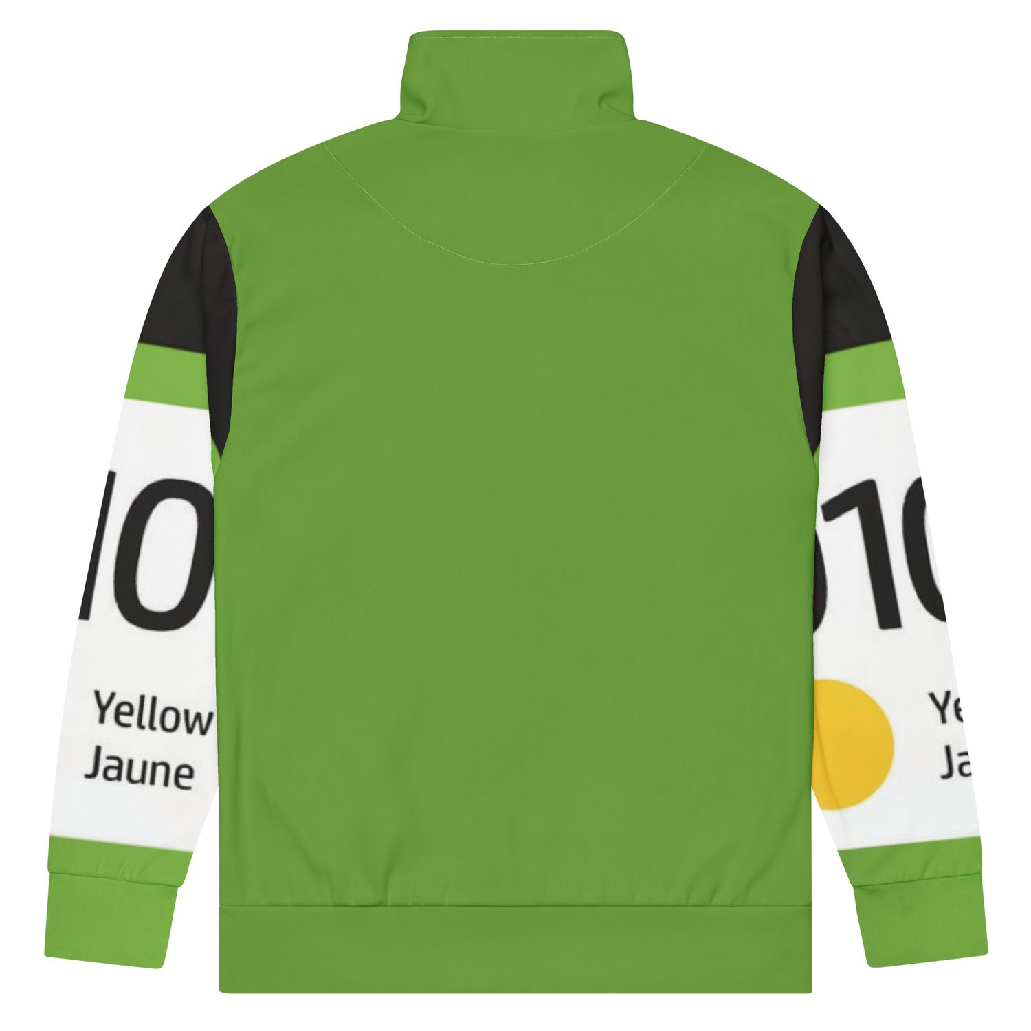 Vivid Threads Unisex Track Jacket – bold, eco-friendly design with green accents and fleece interior.