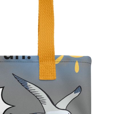 Sunshine and Waves Adventure Gray Tote Bag – stylish, durable tote with spacious interior and comfortable cotton handles.