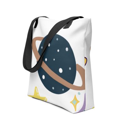  Astronaut’s Companion Tote Bag – vibrant multi-color design with durable cotton handles.