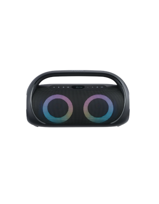 onn. Portable FM Boombox with Bluetooth &amp; LED Lighting - Black