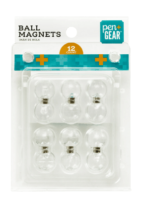 Pen+Gear Clear Ball Magnets - 12 Count, Strong &amp; Stylish Magnets