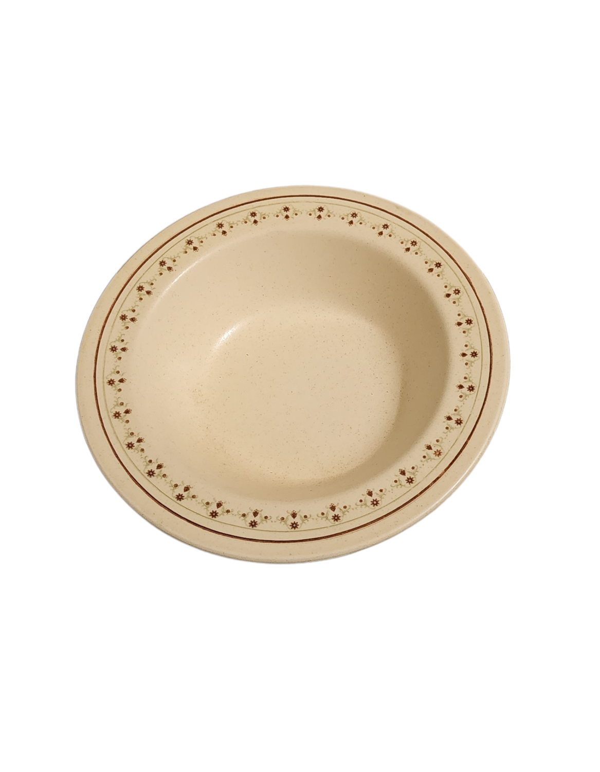 Vintage Pfaltzgraff Village Large Serving Bowl – Beige with Brown Accents – 27 oz Stoneware