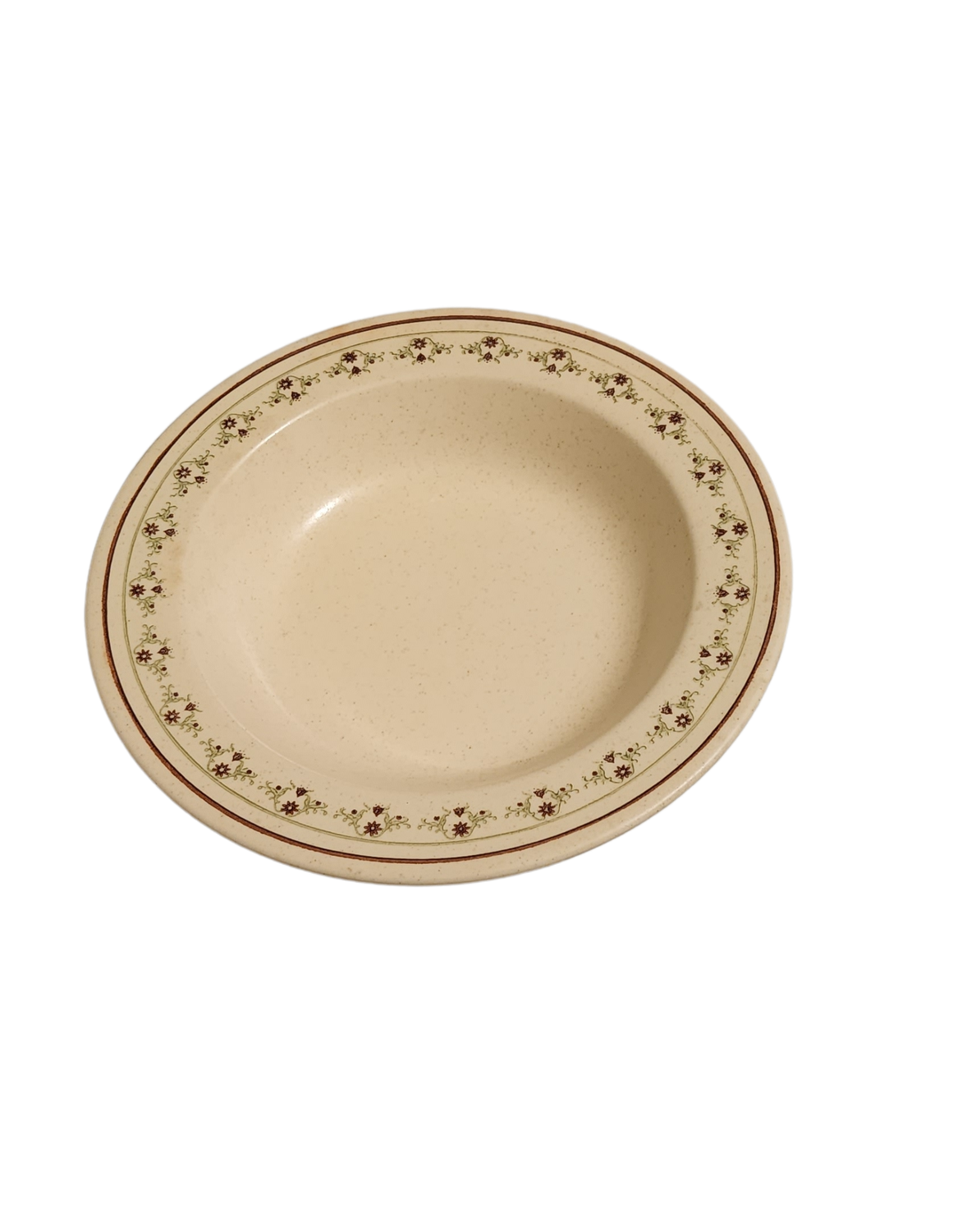 Vintage Anchor Hocking Chantilly Stoneware Soup Bowl – 8 1/4&quot; Floral Green Scroll Design – USA Made