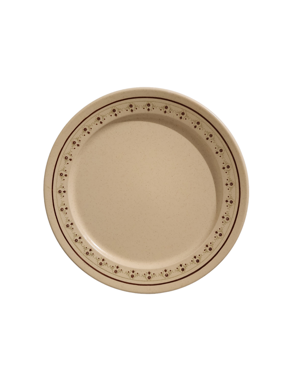 Vintage Anchor Hocking Chantilly Ironstone Chop Plate Platter – Beige Floral Rim – 1970s USA – 36 oz