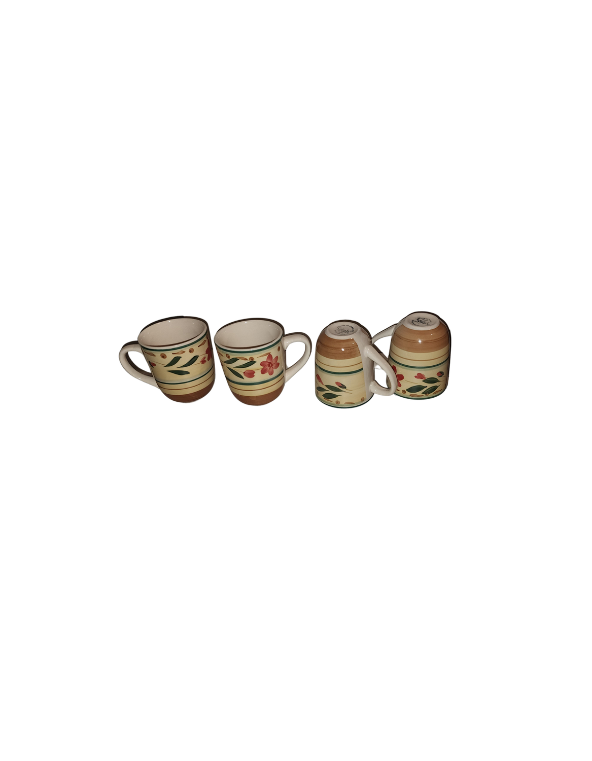 Gibson Everyday Modesti Floral Mug – 8 oz Hand-Painted Stoneware (Set of 4)