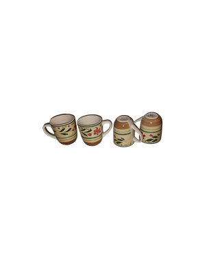 Gibson Everyday Modesti Floral Mug – 8 oz Hand-Painted Stoneware (Set of 4)