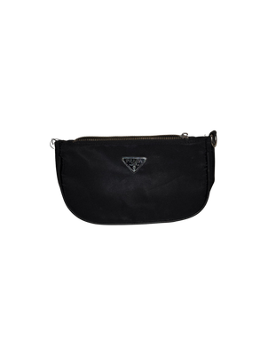 Black Nylon Shoulder Pouch Bag – Prada-Inspired – Missing Strap – Pre-Owned