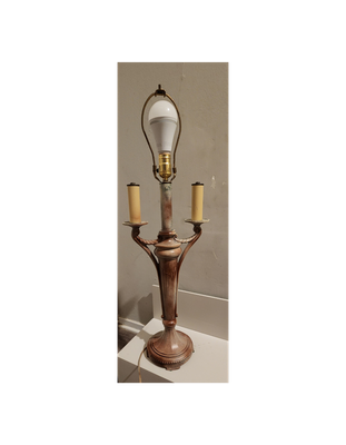 Vintage Berman Style Candelabra Table Lamp – 3-Way Socket, French Provincial Design, Antique White Finish