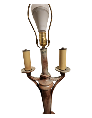 Vintage Berman Style Candelabra Table Lamp – 3-Way Socket, French Provincial Design, Antique White Finish