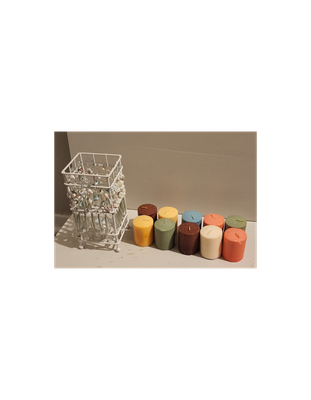 Coastal White Beaded Candle Holder with 10 Assorted Votive Candles – Shell, Pearl &amp; Glass Accent Lantern – 5.5&quot; Tall – Boho Beach Décor