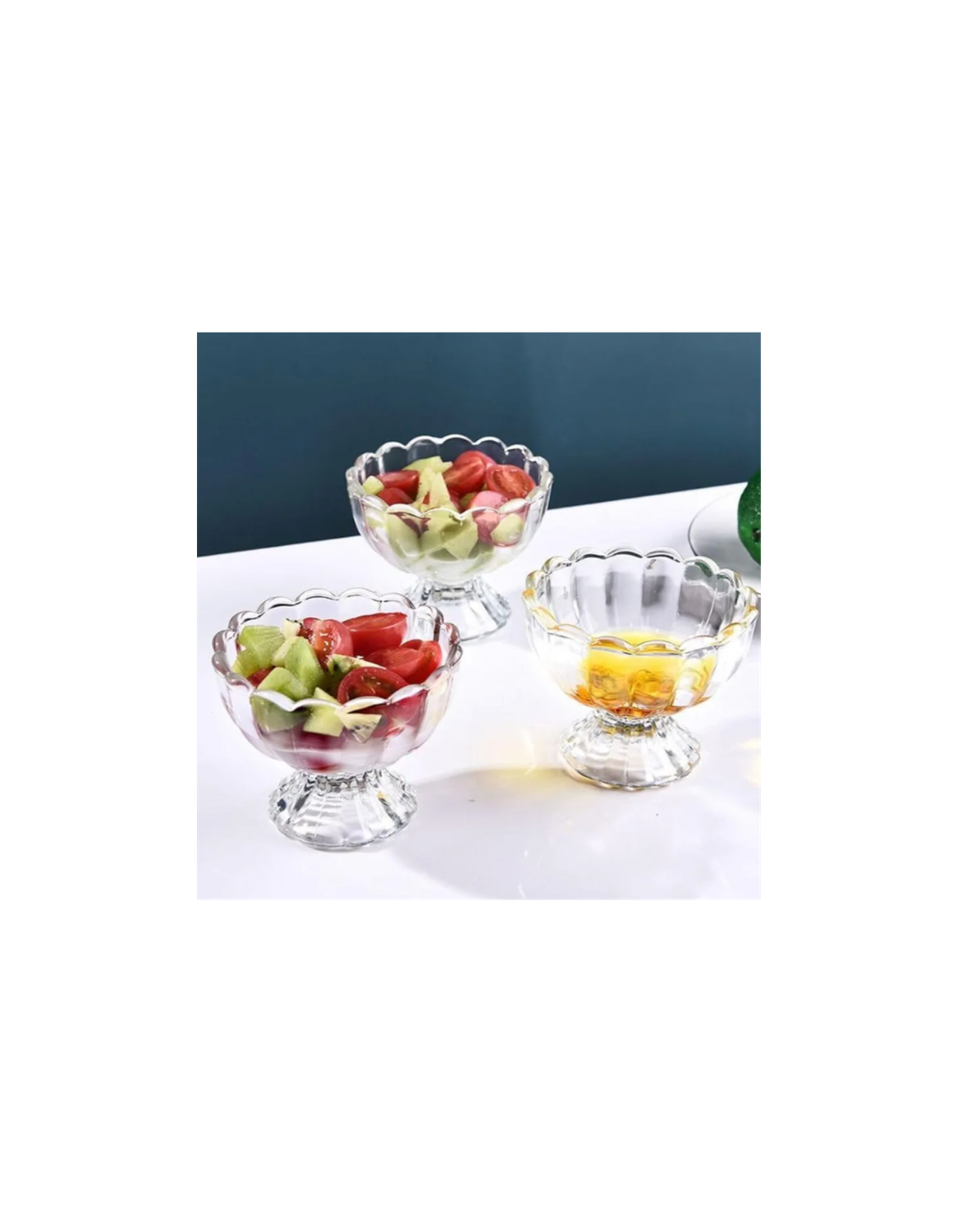 Set of 8 Vintage Duralex France Glass Dessert Bowls – Scalloped Footed Sherbet Cups
