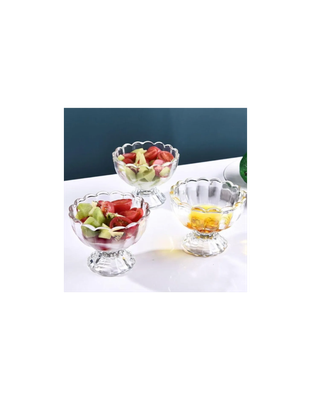Set of 8 Vintage Duralex France Glass Dessert Bowls – Scalloped Footed Sherbet Cups