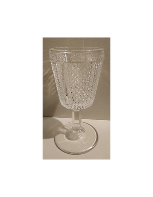 Vintage Fostoria Diamond Point Water Goblet – Clear Pressed Glass 6 3/8&quot; Tall, 13.5 oz