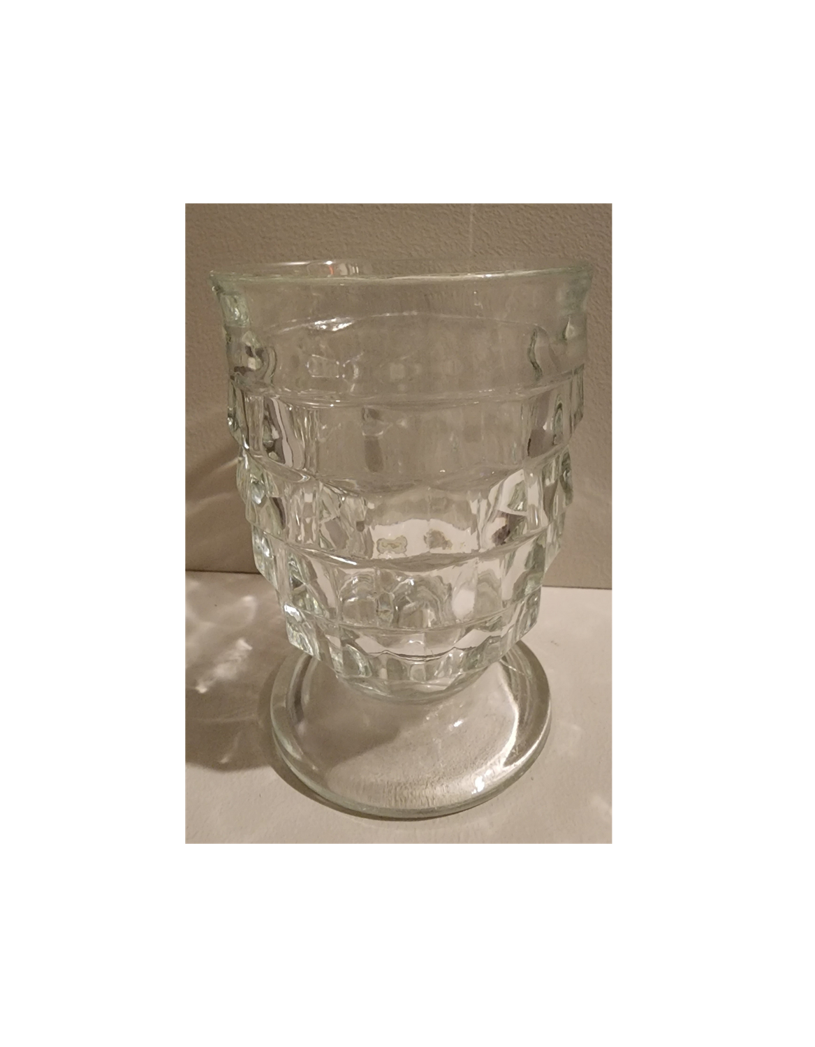 Vintage Pressed Glass Footed Dessert Cup – 1960s Whitehall Style – Clear, Like New