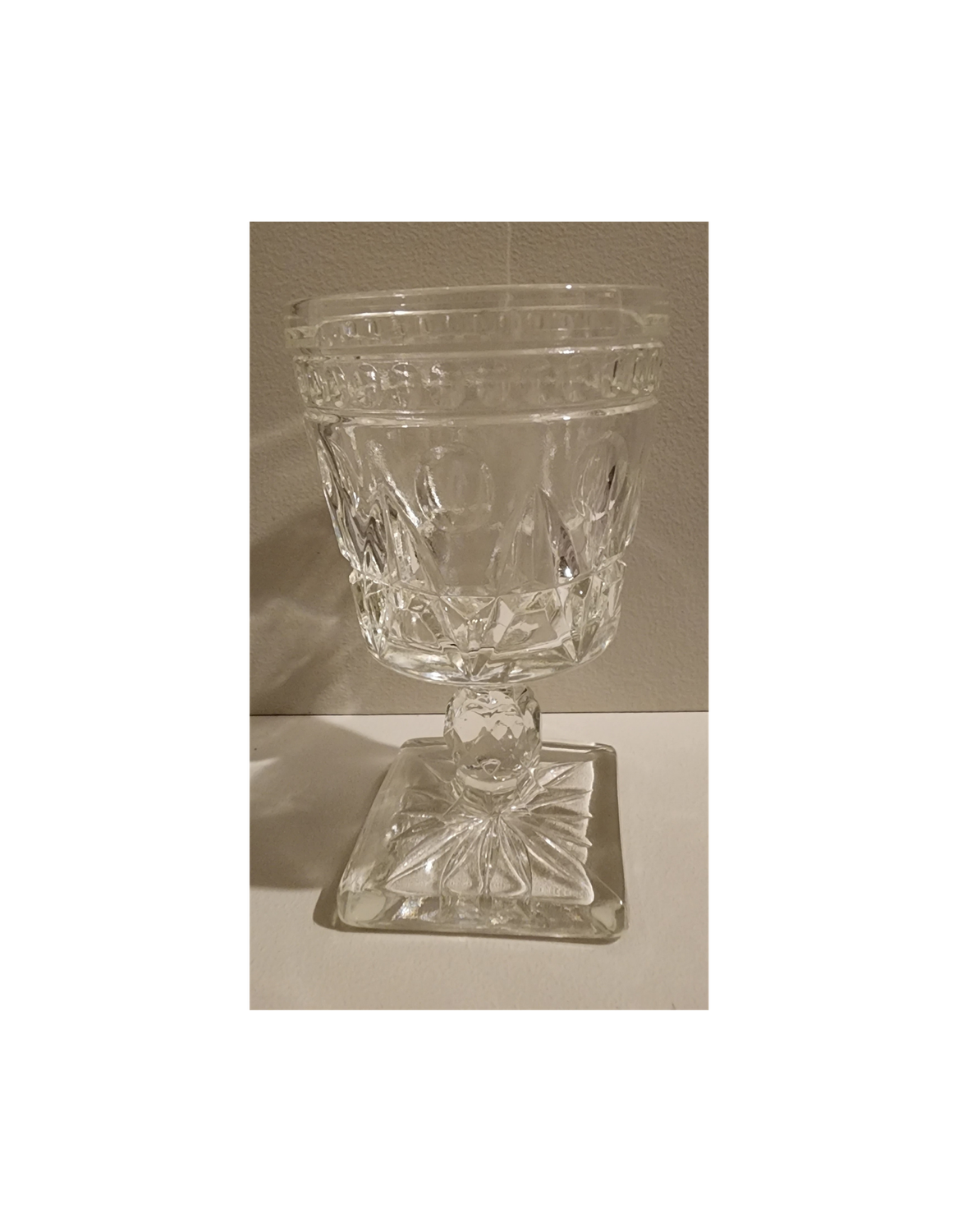 Vintage Colony Park Lane Pressed Glass Water Goblet | Arch &amp; Dot Pattern | 5¼” Tall