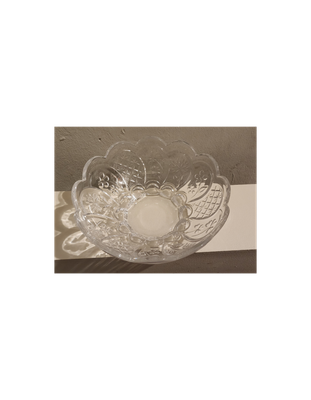 Vintage Fifth Avenue Crystal Bowl | Floral Shamrock Pattern | Scalloped Rim | Made in Japan