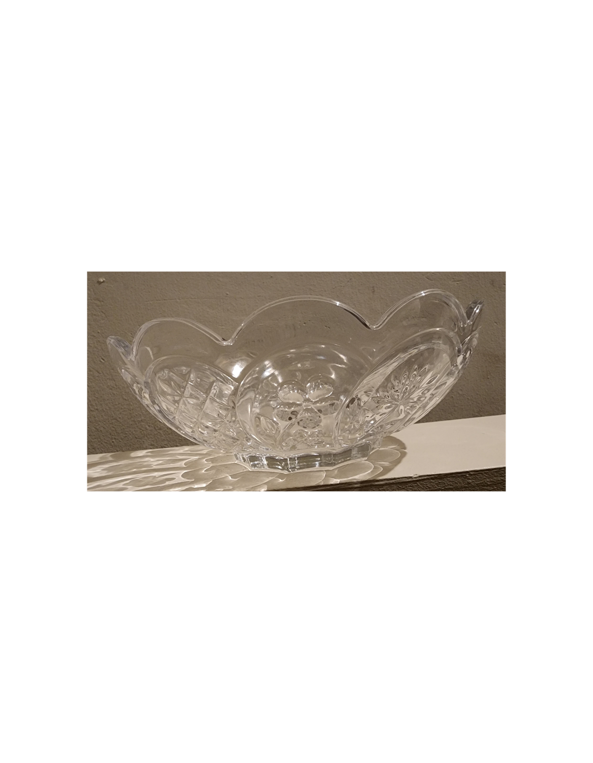 Vintage Fifth Avenue Crystal Bowl | Floral Shamrock Pattern | Scalloped Rim | Made in Japan