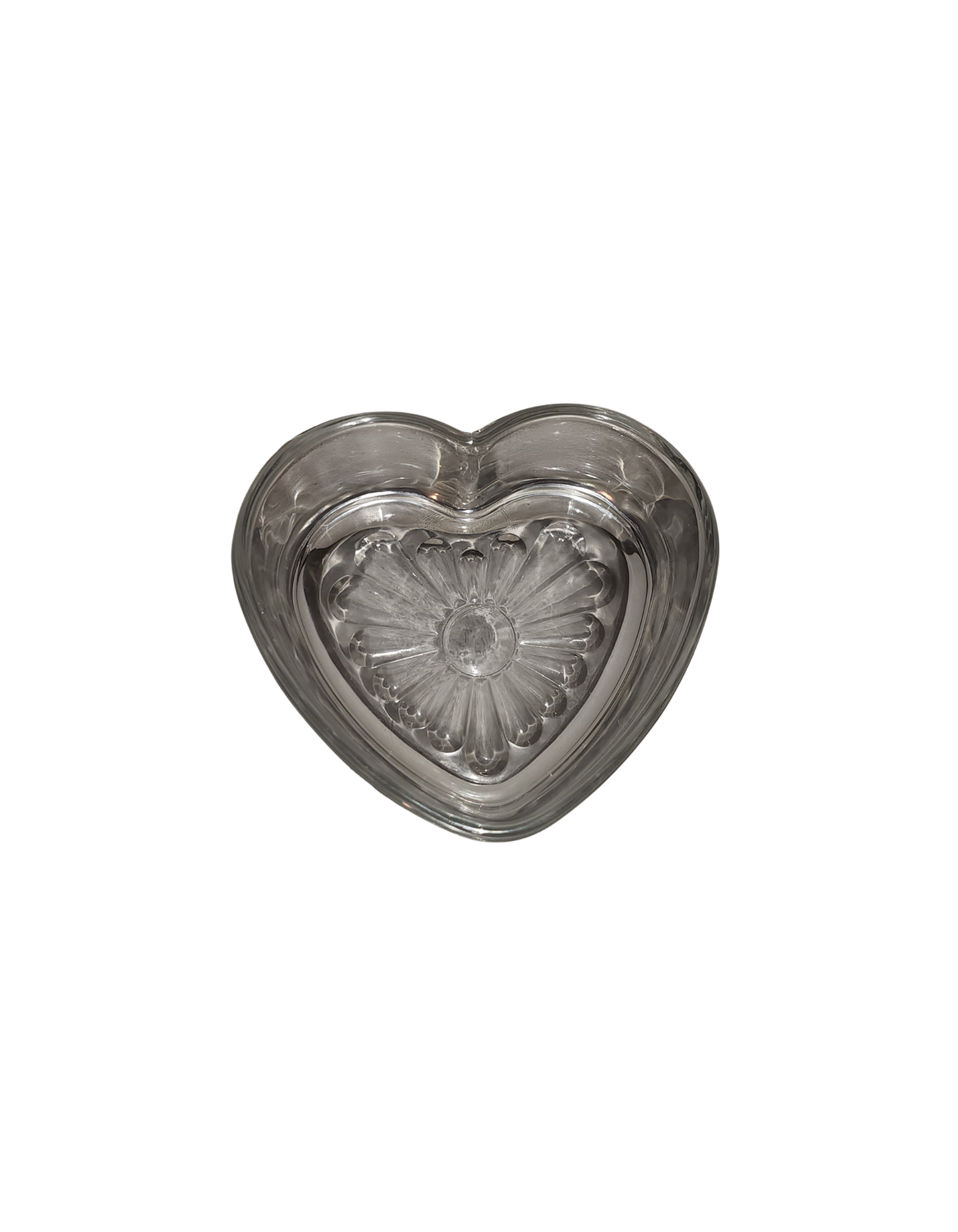 Vintage Heart-Shaped Pressed Glass Bowl | Fifth Avenue Crystal Style | Scalloped Rim | Trinket or Candy Dish