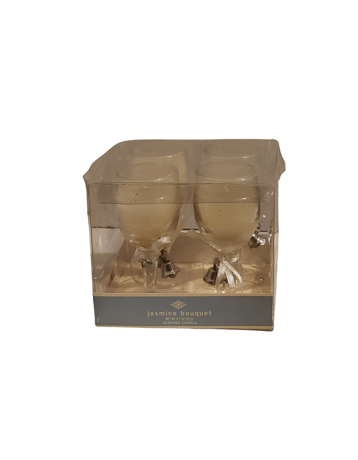 Jasmine Bouquet Scented Candle Set – 4 Mini Wine Glass Holders w/ Silver Bells | Romantic Gift Set | 2003 Target Exclusive