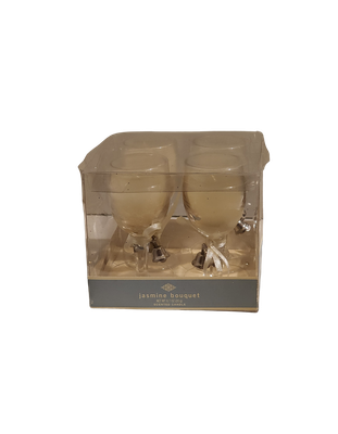 Jasmine Bouquet Scented Candle Set – 4 Mini Wine Glass Holders w/ Silver Bells | Romantic Gift Set | 2003 Target Exclusive