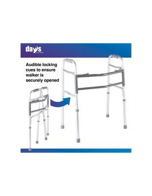 Days Bariatric Walker, 700 lb Capacity, Adjustable Height, Aluminum, Standard Folding Walker, Like New