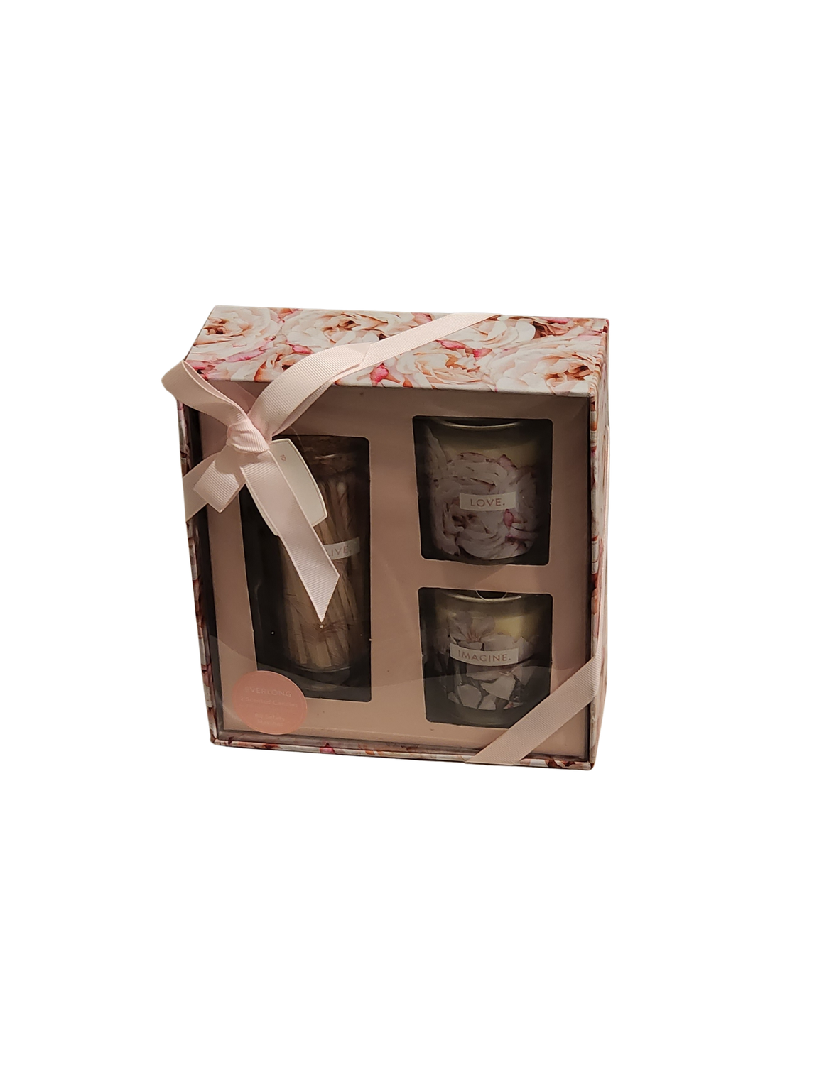 Studio Oh! Everlong Scented Candle &amp; Matches Gift Set – 2 Floral Glass Candles (LOVE, IMAGINE) + 80 Matches in LIVE Jar – Aromatherapy Gift Box