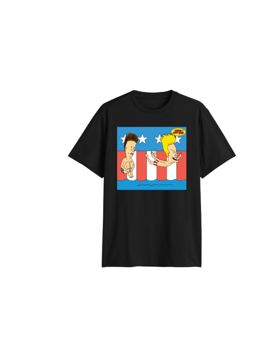 Beavis &amp; Butt-Head Men’s &amp; Big Men’s Graphic Tee – “’Merica” Patriotic Americana Shirt (Black, Sizes M-XL)