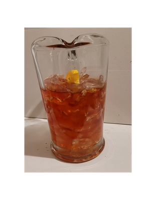Vintage 1980 Faux Iced Tea Display Set – Glass Pitcher &amp; Tumbler with Lemon Slice and Straw