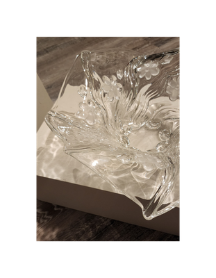 Vintage Pressed Glass Centerpiece Bowl – Swirl &amp; Frosted Flower Design