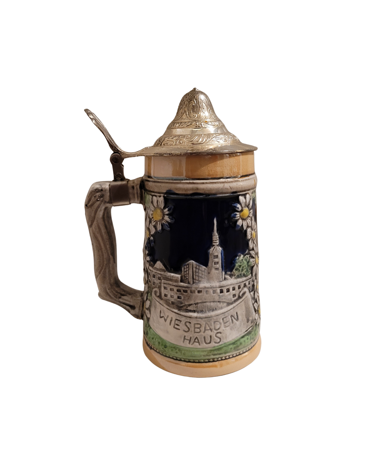 Vintage D&amp;B Dümler &amp; Breiden Wiesbaden Haus German Beer Stein Pewter Lid