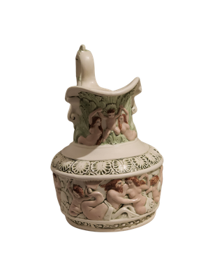 Vintage Italian Capodimonte-Style Porcelain Ewer Pitcher – Cherubs &amp; Mermaids Relief (Mid-Century Rococo Revival)
