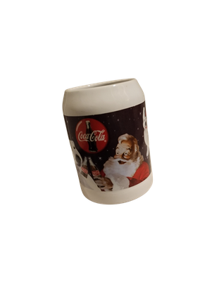 Vintage 1995 Coca-Cola Holiday Mug – Santa &amp; Polar Bears – Can-Shaped Ceramic Stein (Made in Thailand)