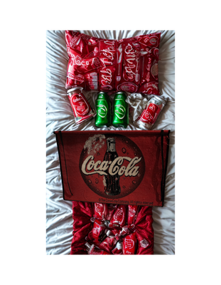 Vintage Coca-Cola Woven Tapestry Wall Hanging – Classic Bottle Cap Logo – 1980s Licensed Decor