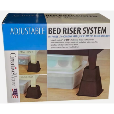 CreativeWare Plastic Adjustable Bed Riser System, Black, 8 Count