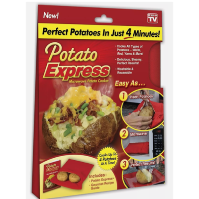 Potato Express Microwave Potato Cooker Bag, Red, As Seen on TV