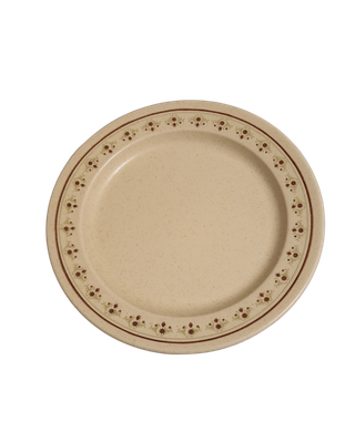 Vintage Anchor Hocking Chantilly Stoneware Saucer Plate – USA – Brown &amp; Green Floral Scroll – 8.5 oz